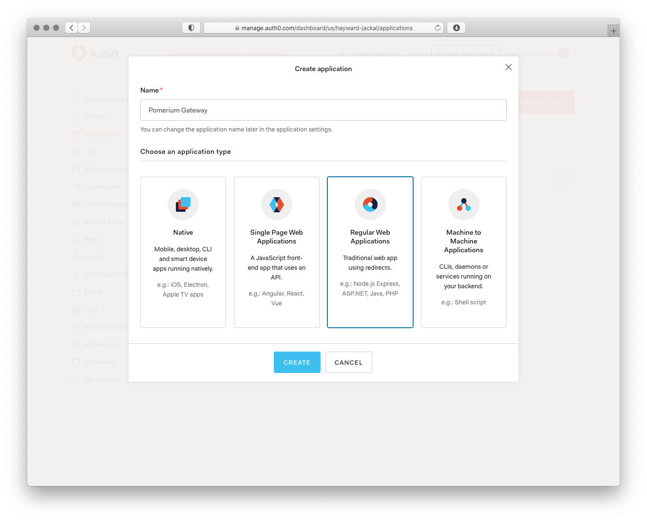 Auth0 Create Application Select Platform